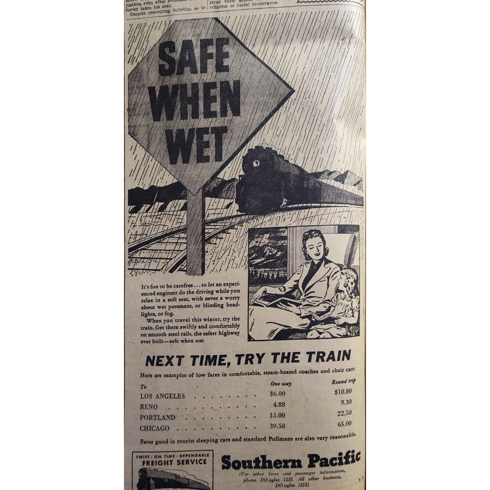Southern Pacific San Francisco Chronicle '39 Ephemera Print Ad Newspaper 14x12